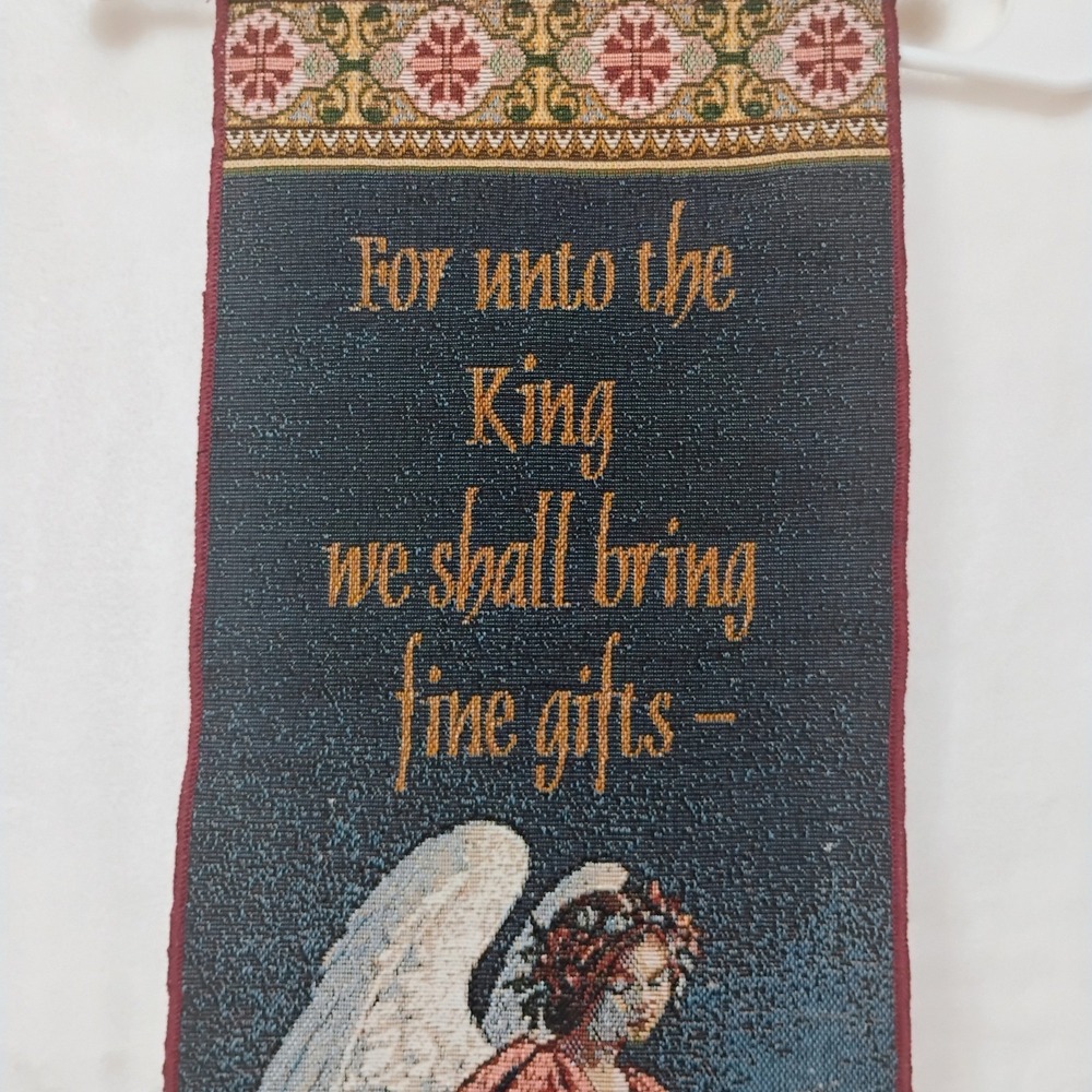 Tapestry Hanging Religious Wall Decor Angel Seasonal Holiday For Unto The King X - Picture 2 of 5
